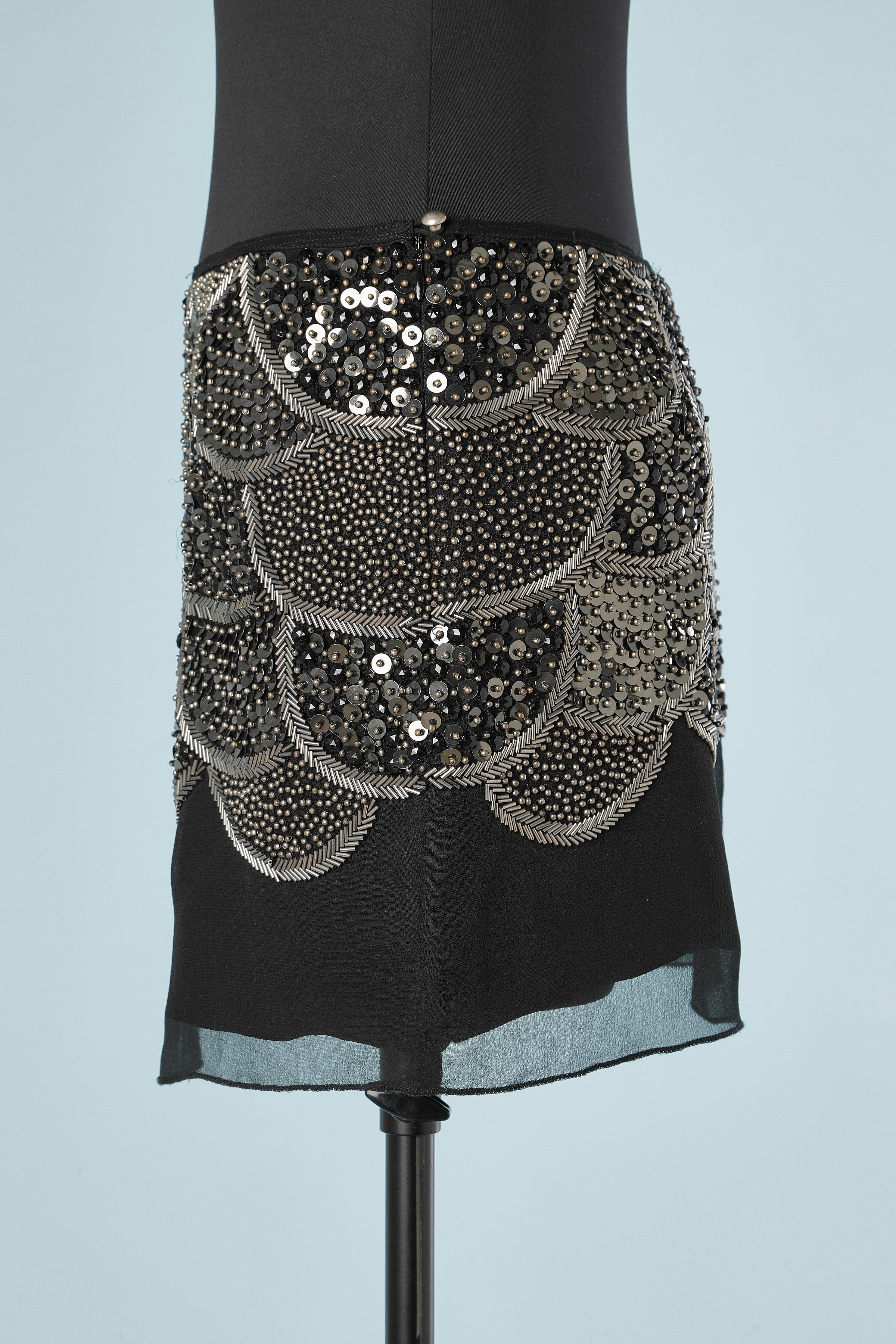 Women's Silver beaded mini skirt on silk chiffon base Sheri Bodell  For Sale