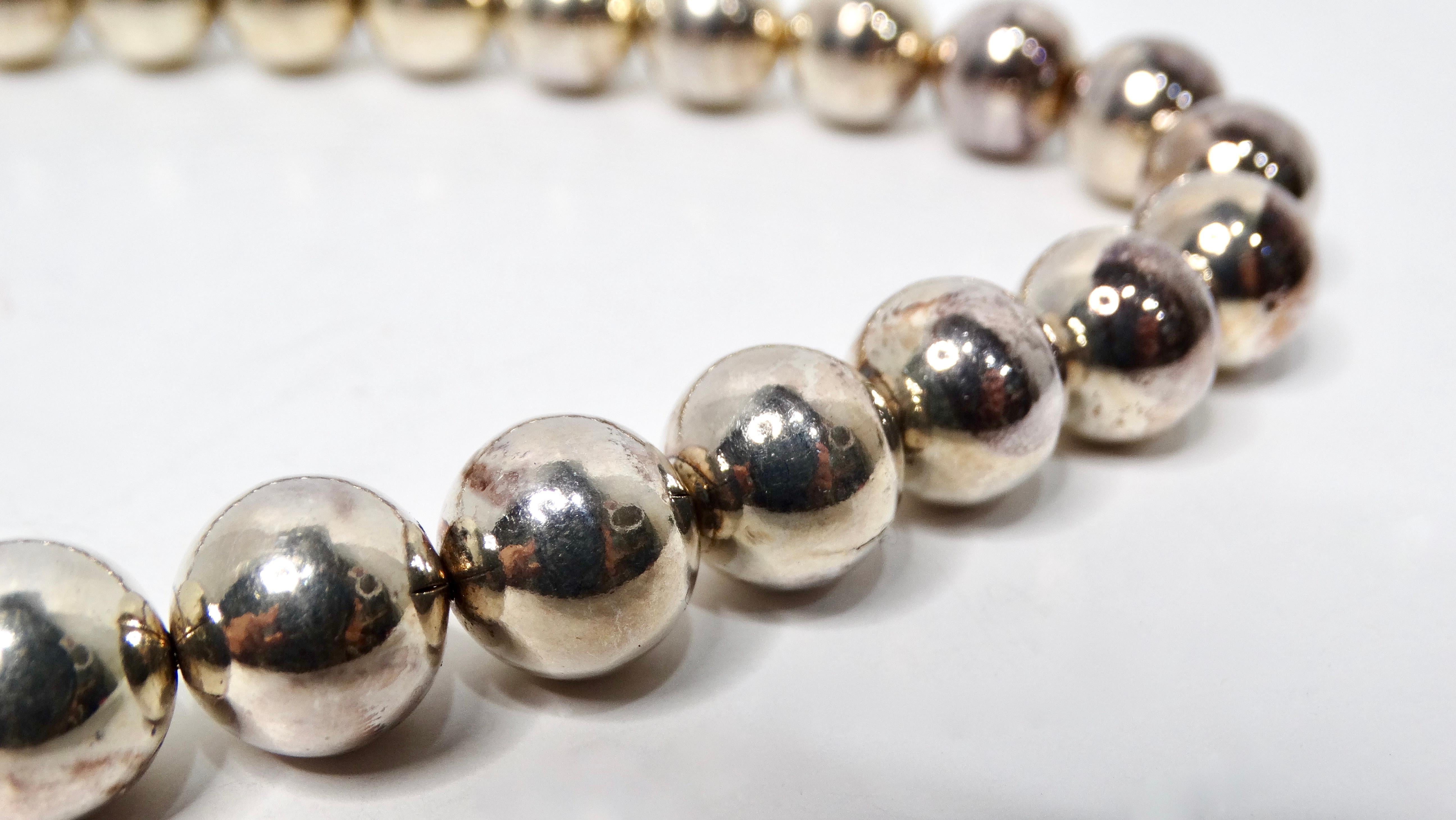 da uomo o donna Collana di perline in argento in vendita