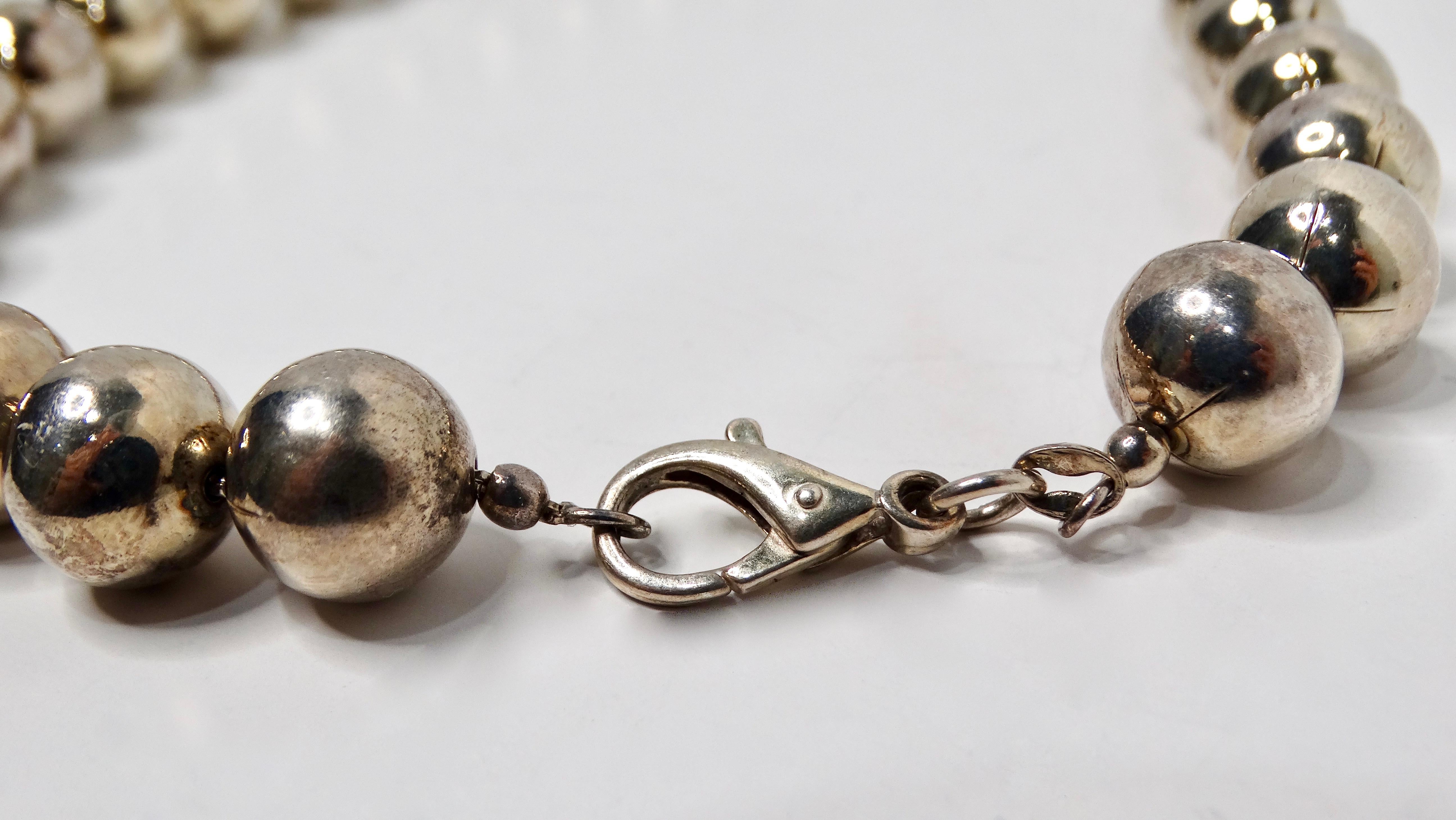 Collana di perline in argento in vendita 1