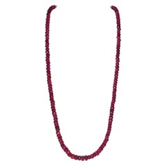 Silver Beaded Ruby Necklace