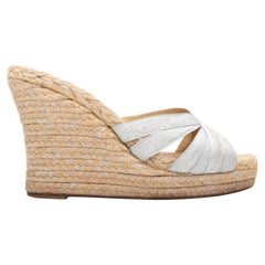Silver & Beige Christian Louboutin Espadrille Wedges Size 40