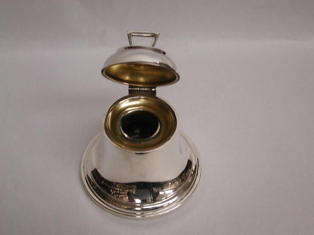 Georgian Silver Bell Shaped Inkstand Dated 1921, Birmingham, A & J Zimmerman