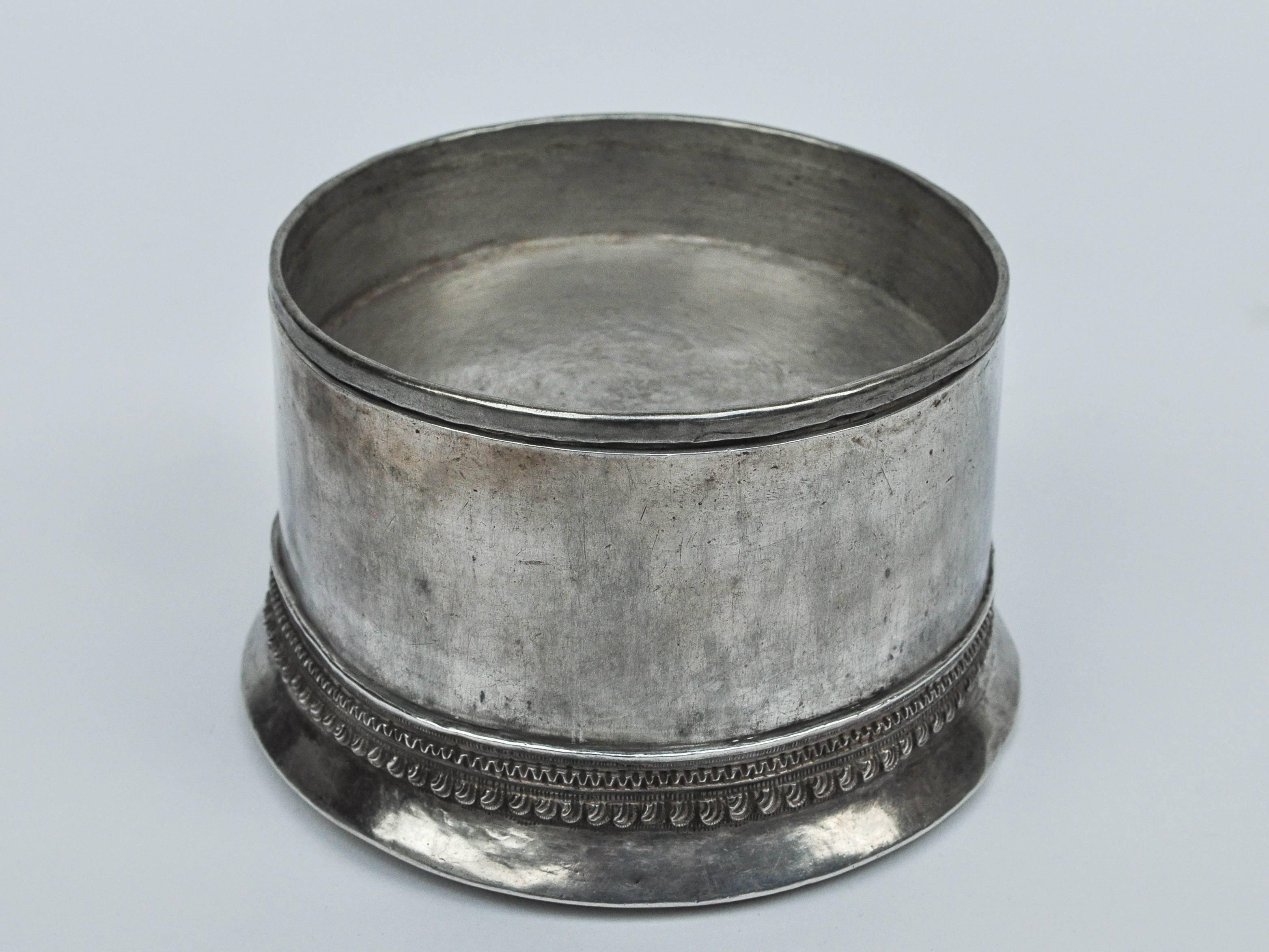 Silver Betel Box / Cannister from Laos, 19th Century, Repousse Work and Chasing 2
