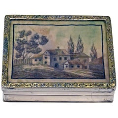 Silver Biedermeier Box Embroidered Picture Vienna Mayerhofer & Klinkosch, 1846