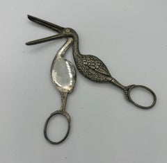 Ciseaux de naissance en argent du 19ème siècle, annonçant le naissance d'un bébé