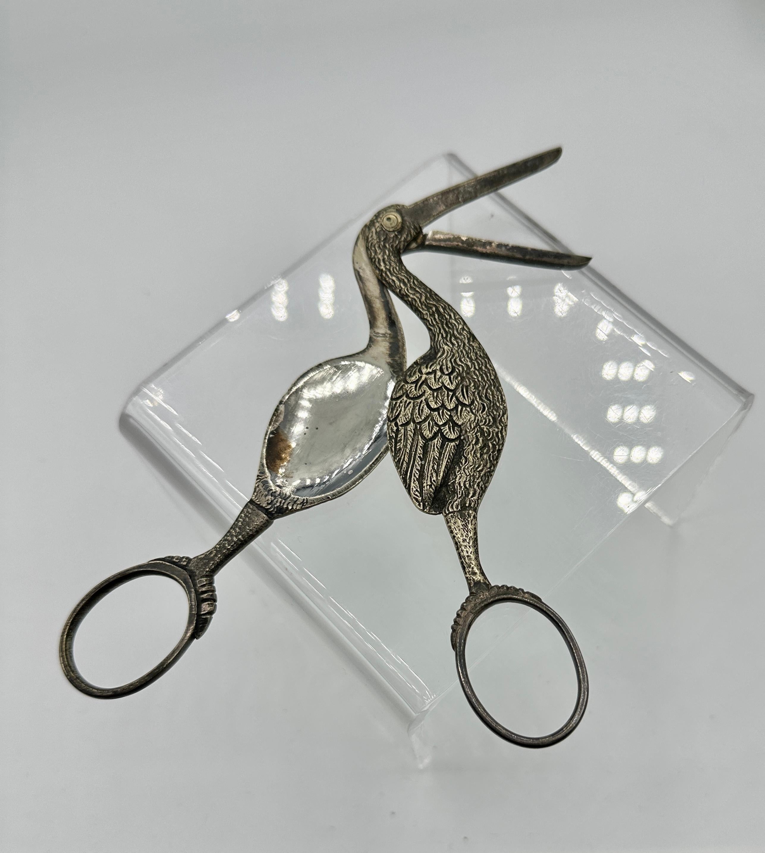 Silberner Geburtsstrang Scheren 19. Jahrhundert Baby Geburt Ankündigung Umbilical Clampe im Angebot 1