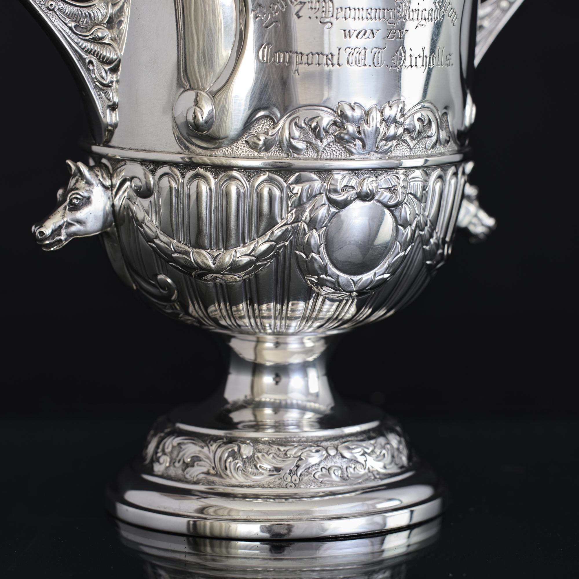 Unusual Victorian silver equestrian trophy vase For Sale 2