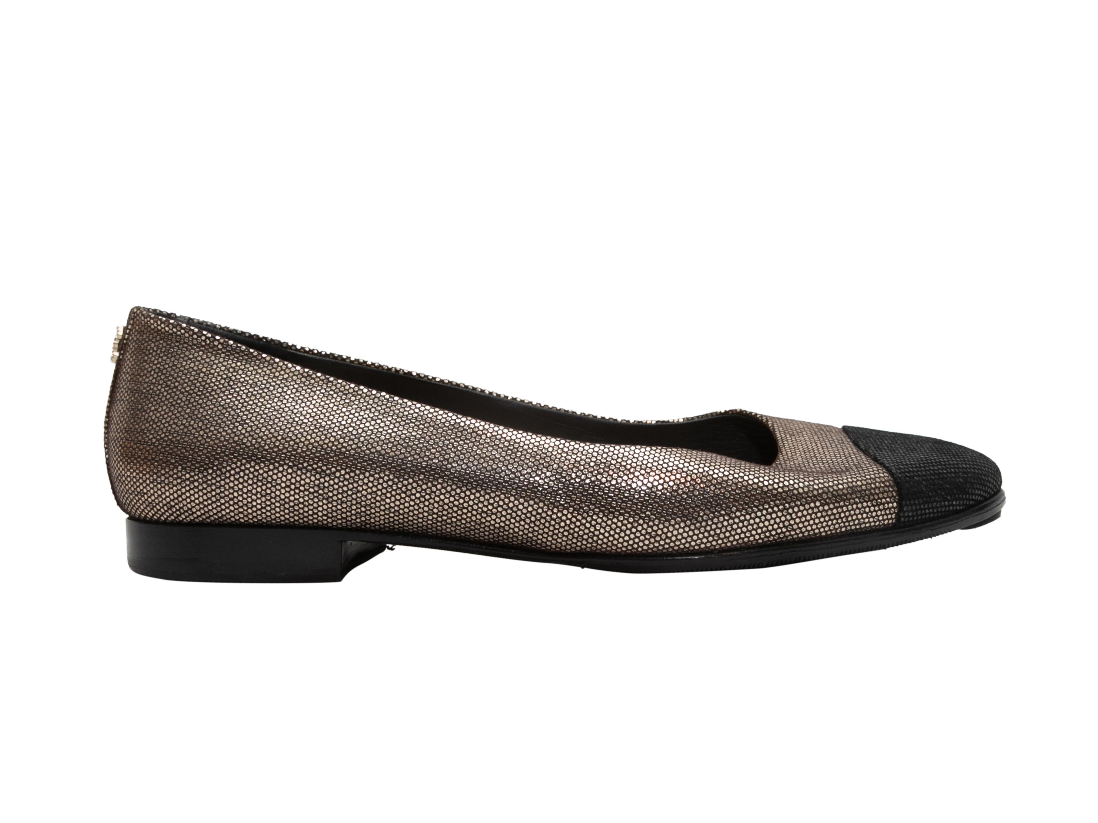Women's or Men's Silver & Black Chanel Cap-Toe Flats Size 39.5