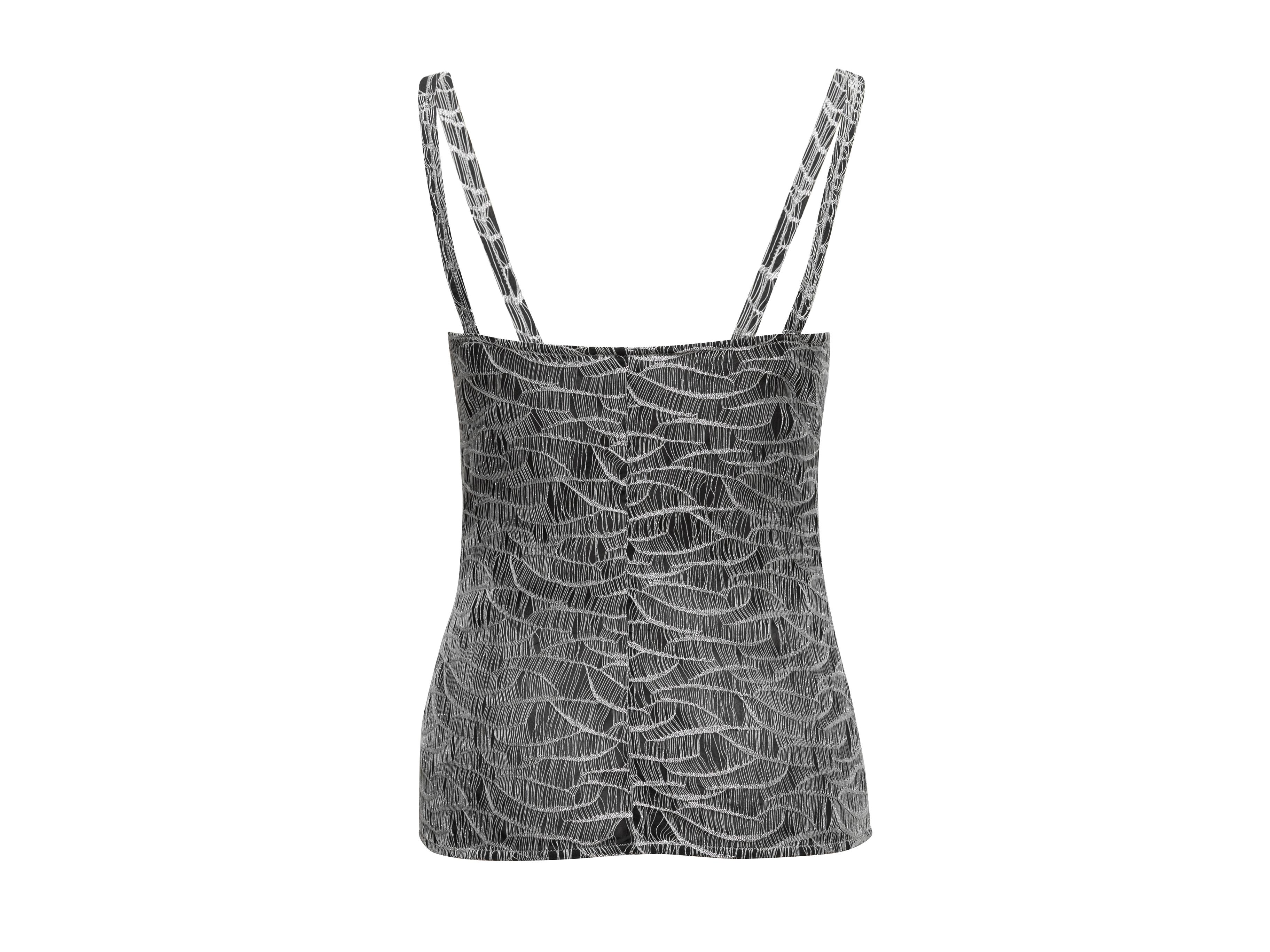 Silber & Schwarz Chanel Herbst/Winter 2005 verschönertes ärmelloses Top Größe FR 40 (Grau) im Angebot