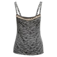 Silver & Black Chanel Fall/Winter 2005 Embellished Sleeveless Top Size FR 40
