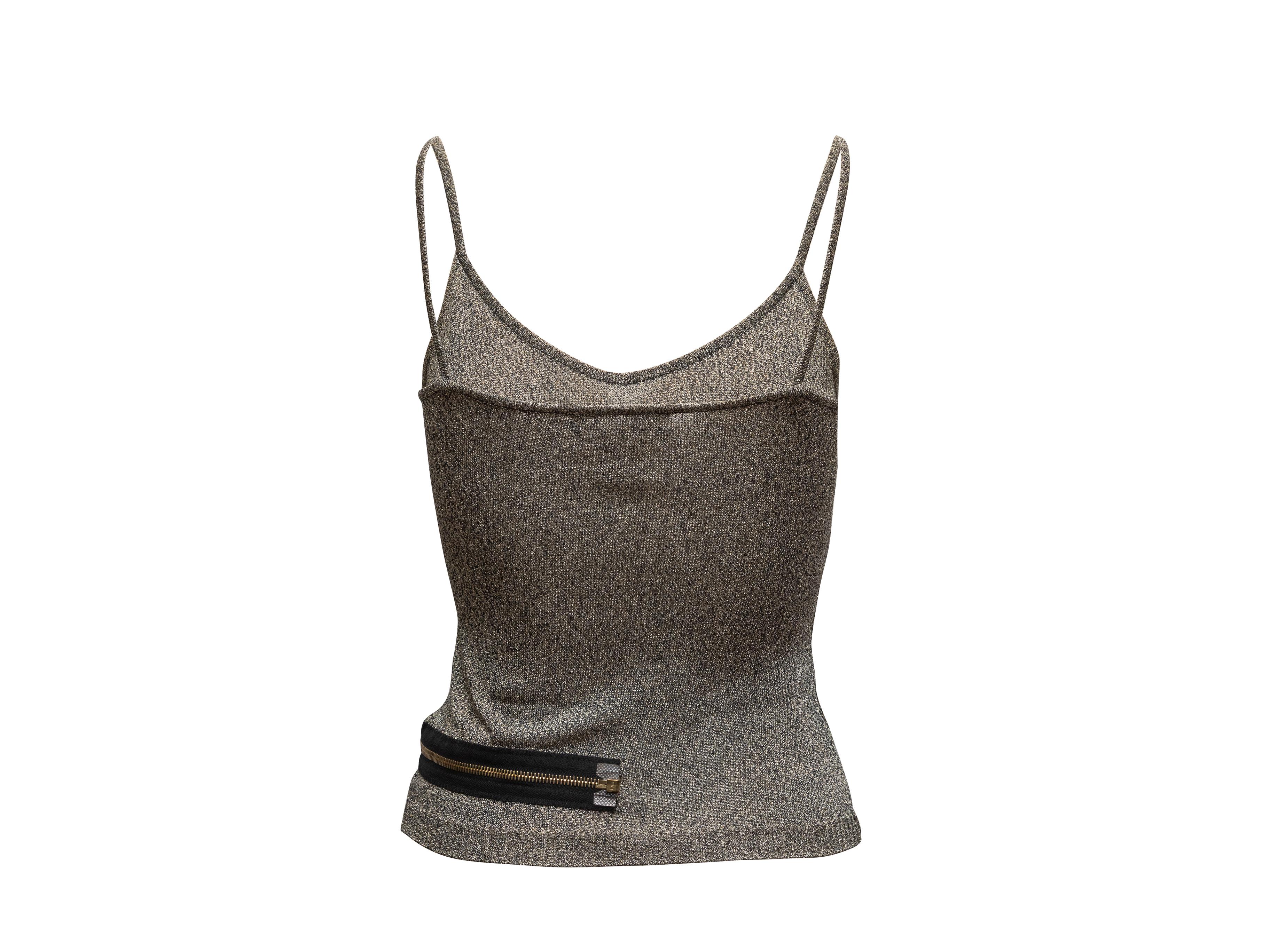 Noir Top sans manches embelli par des fermetures à glissière A Silver & Black Christian Dior Taille FR 38 en vente