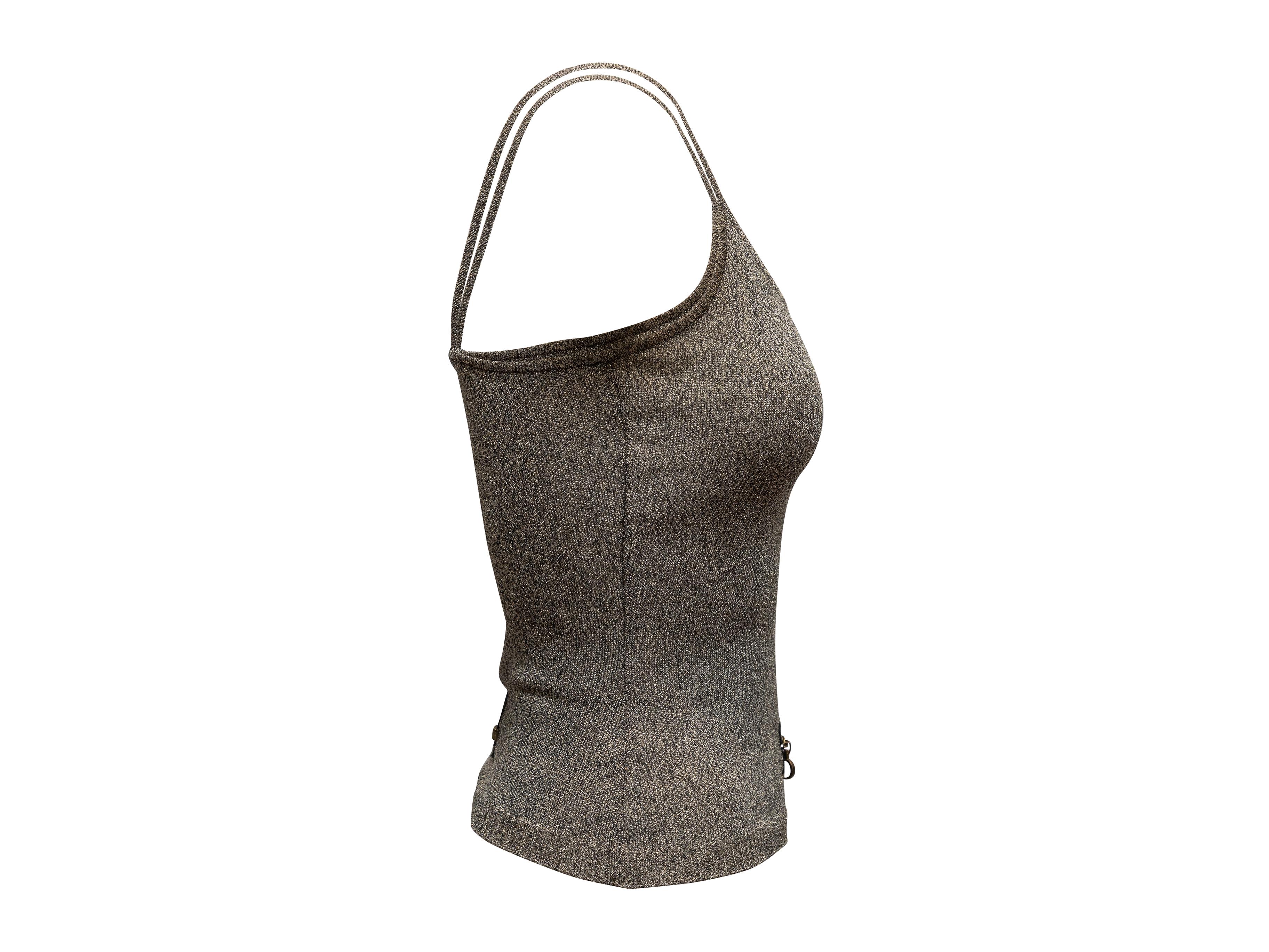 Top sans manches embelli par des fermetures à glissière A Silver & Black Christian Dior Taille FR 38 Bon état - En vente à New York, NY