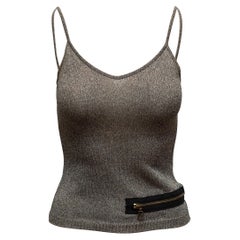 Top sans manches embelli par des fermetures à glissière A Silver & Black Christian Dior Taille FR 38