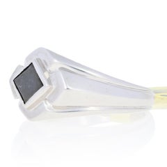 Silver Black Diamond Ring, 925 Princess Cut 1.00ct Men's Solitaire