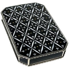 Antique Silver Black Enameled Box by Leo Wagner, 1921-1922