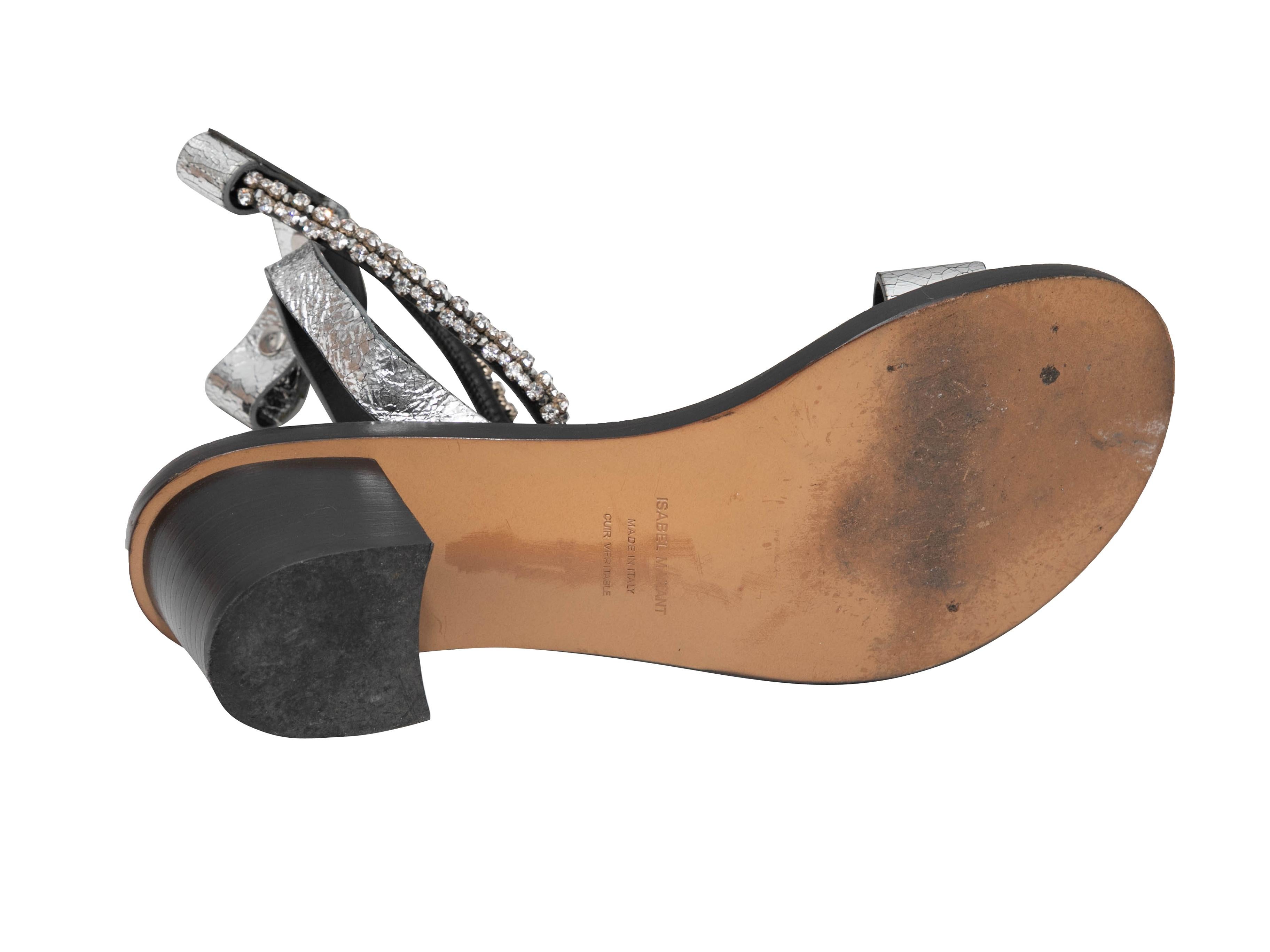 Silver & Black Isabel Marant Jaeryn Crystal-Embellished Sandals Size 37 For Sale 1