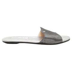 A. Silver e nero Jimmy Choo Sandali con stampa a scaglie misura 36