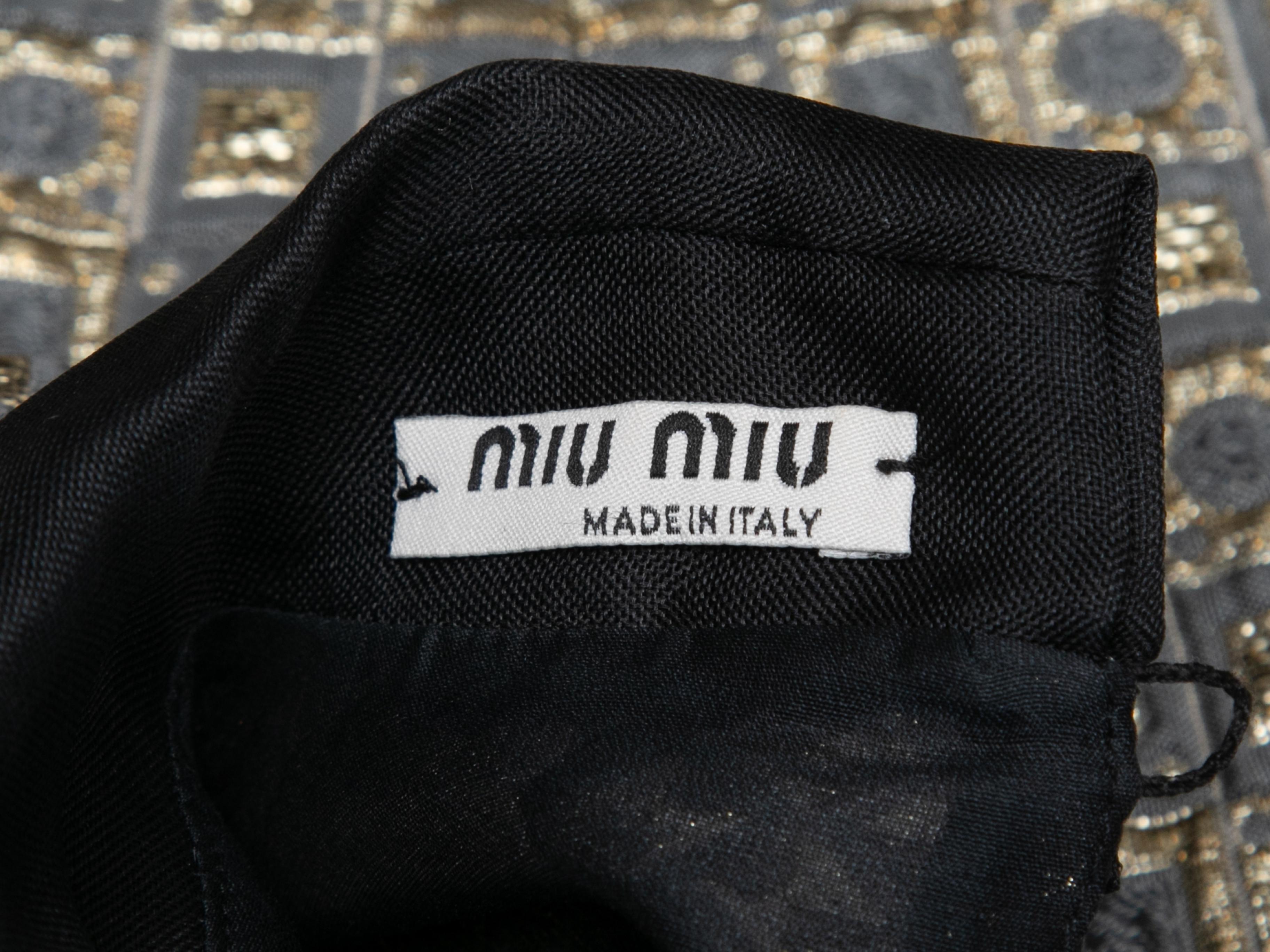 Gray Silver & Black Miu Miu Peter Pan Collar Jacquard Sleeveless Top Size IT 38 For Sale