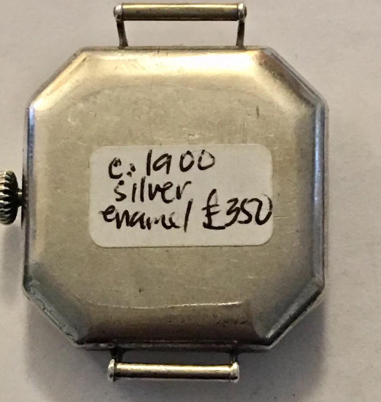 Silver Blue Enamel Square Trench Watch 6