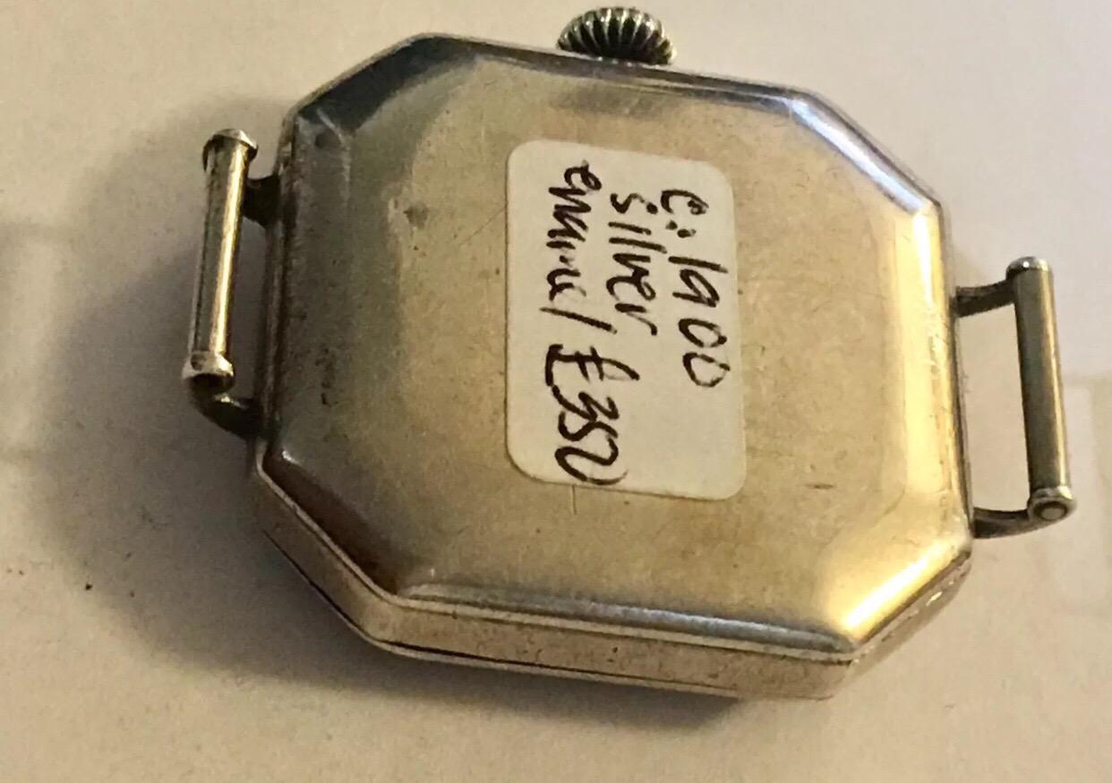 Silver Blue Enamel Square Trench Watch 5