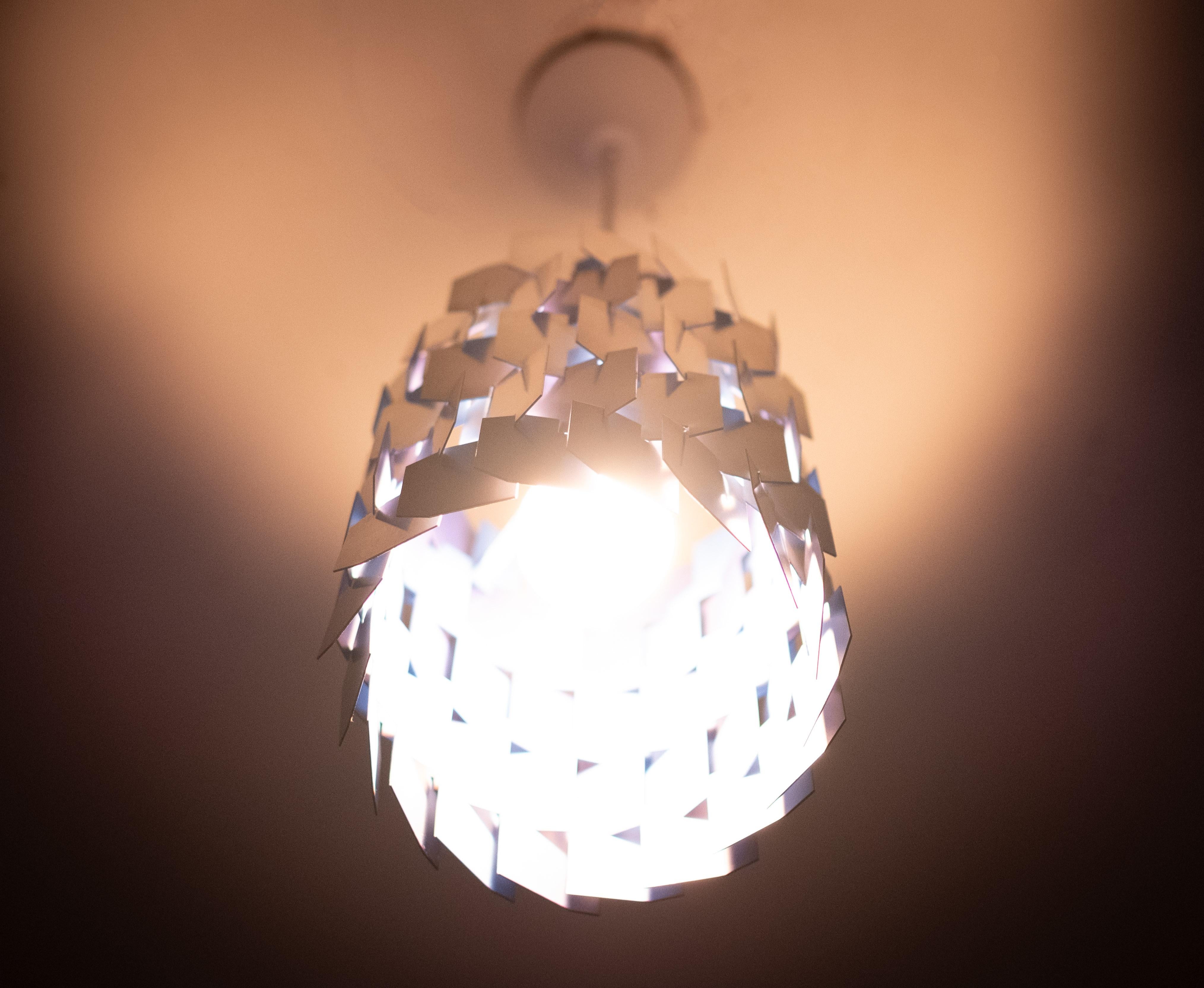 Aluminum Silver & Blue Facet pendant by Louis Weisdorf for Lyfa, 1960s Denmark For Sale