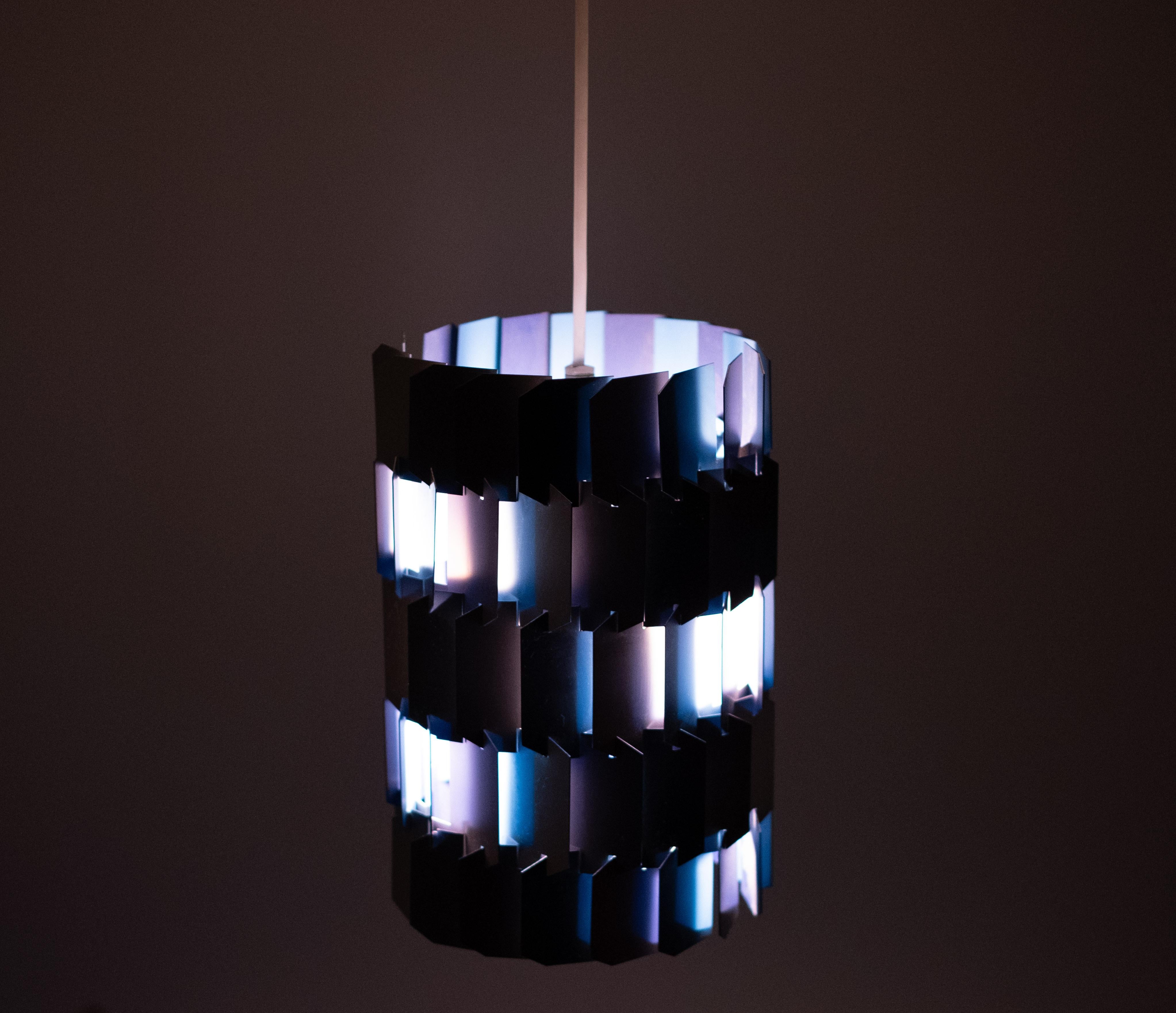 Silver & Blue Facet pendant by Louis Weisdorf for Lyfa, 1960s Denmark For Sale 2