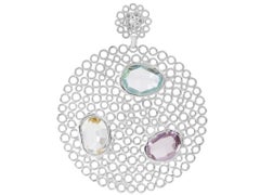 Silver Blue Topaz, Amethyst, Crystal Earrings