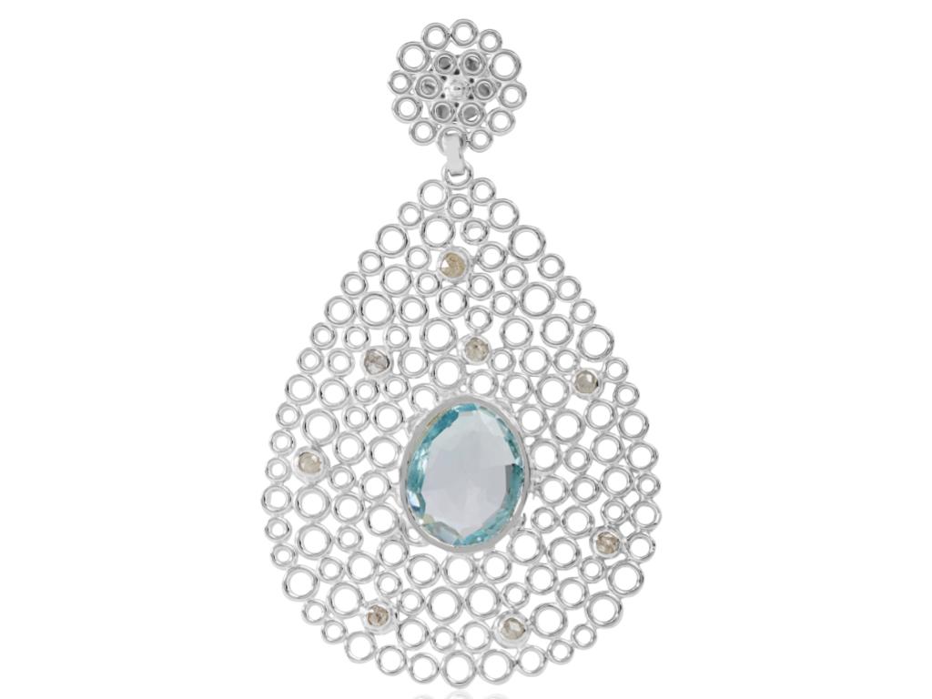Belle Époque Silver Blue Topaz Diamond Earrings