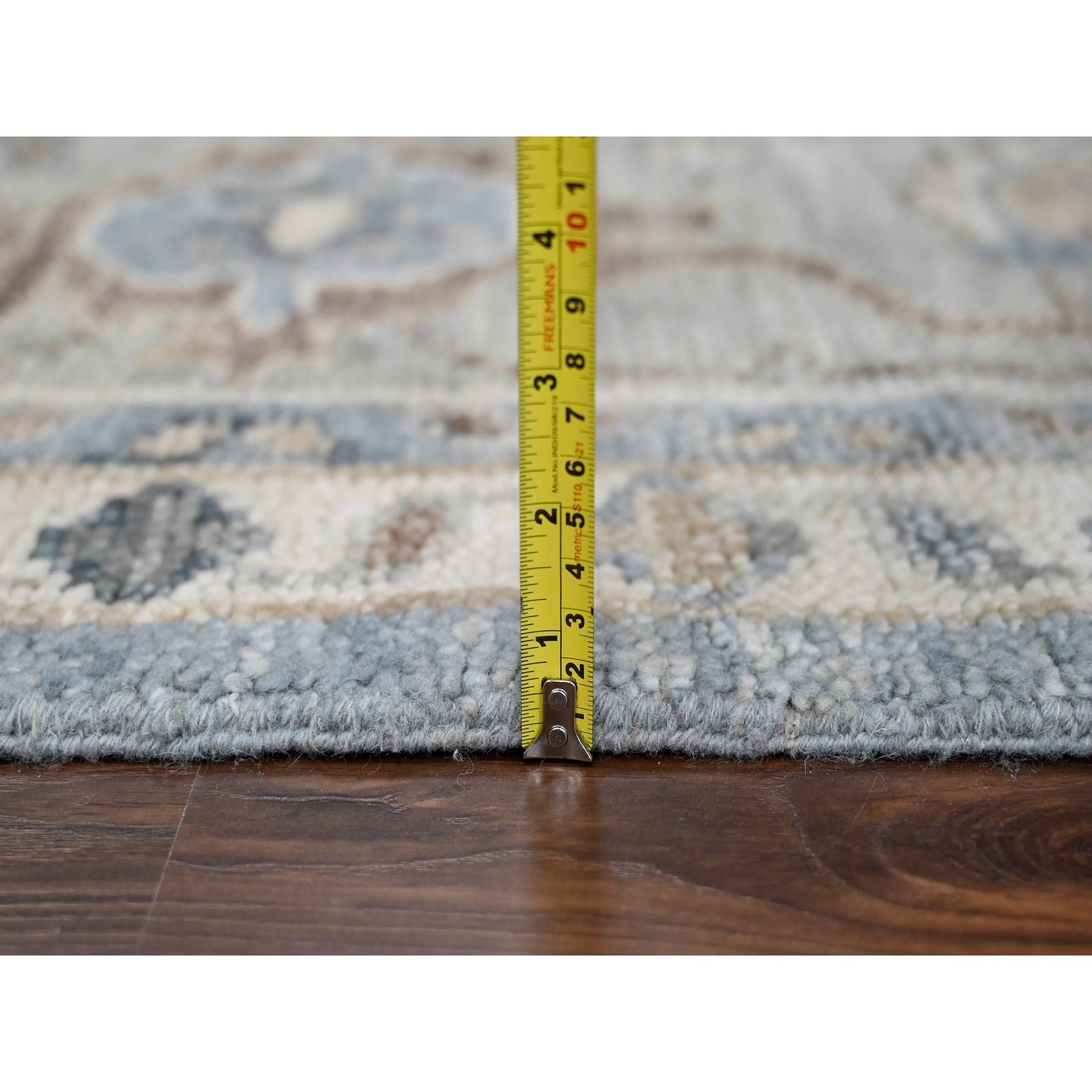 Silver Blue Wool Hand Knotted Oushak Design Oversized Oriental Rug 11'9
