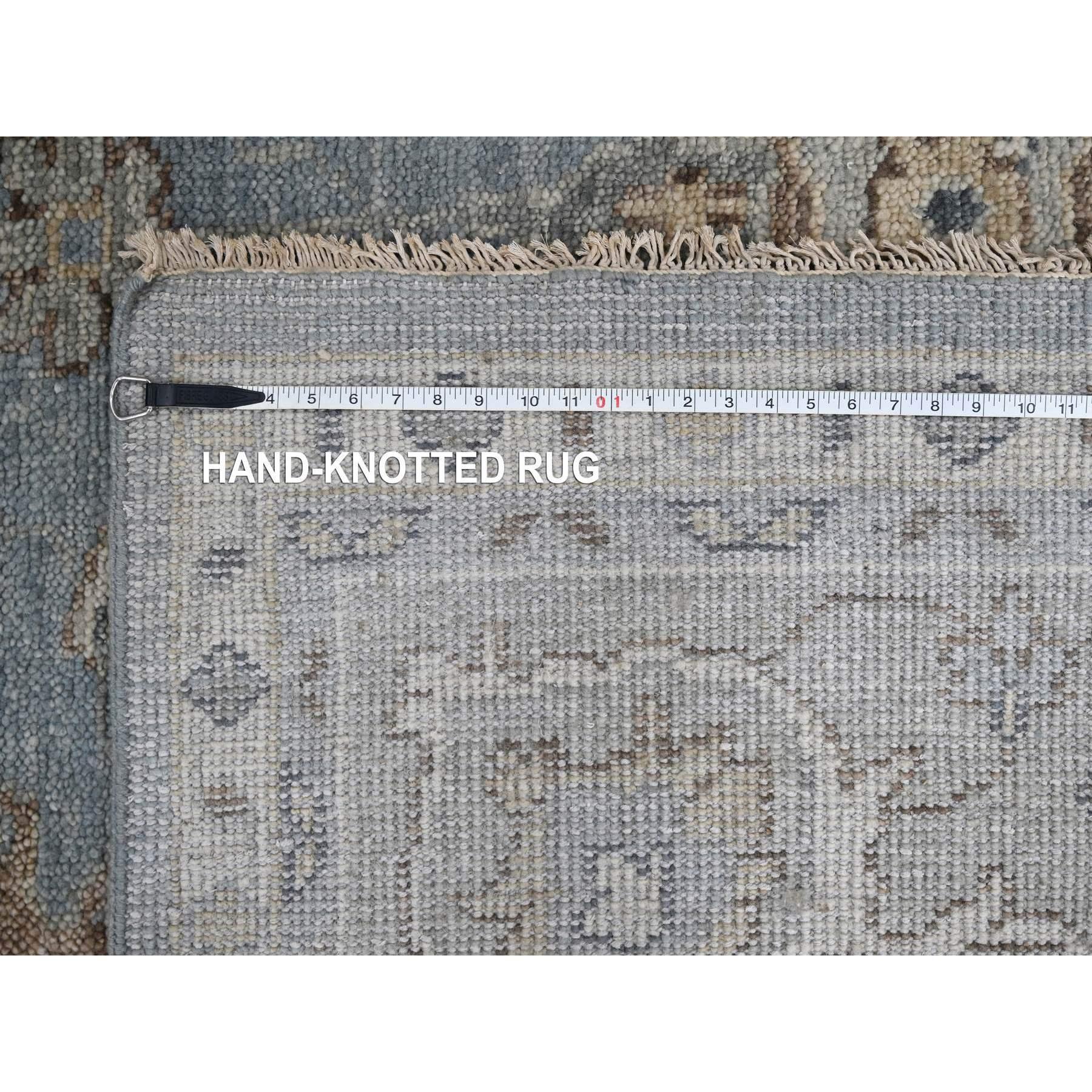 Silver Blue Wool Hand Knotted Oushak Design Oversized Oriental Rug 11'9
