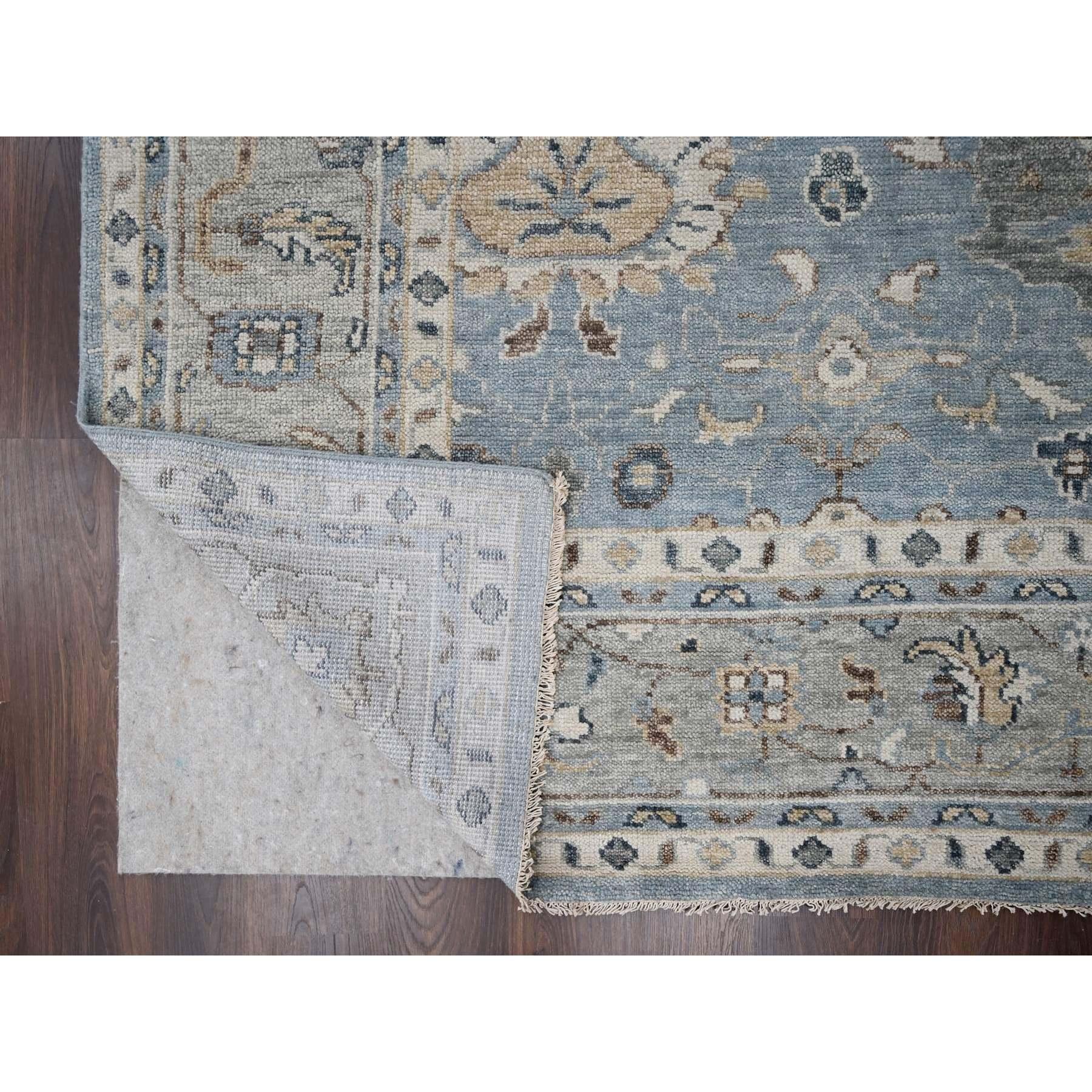 Hand-Knotted Silver Blue Wool Hand Knotted Oushak Design Oversized Oriental Rug 11'9
