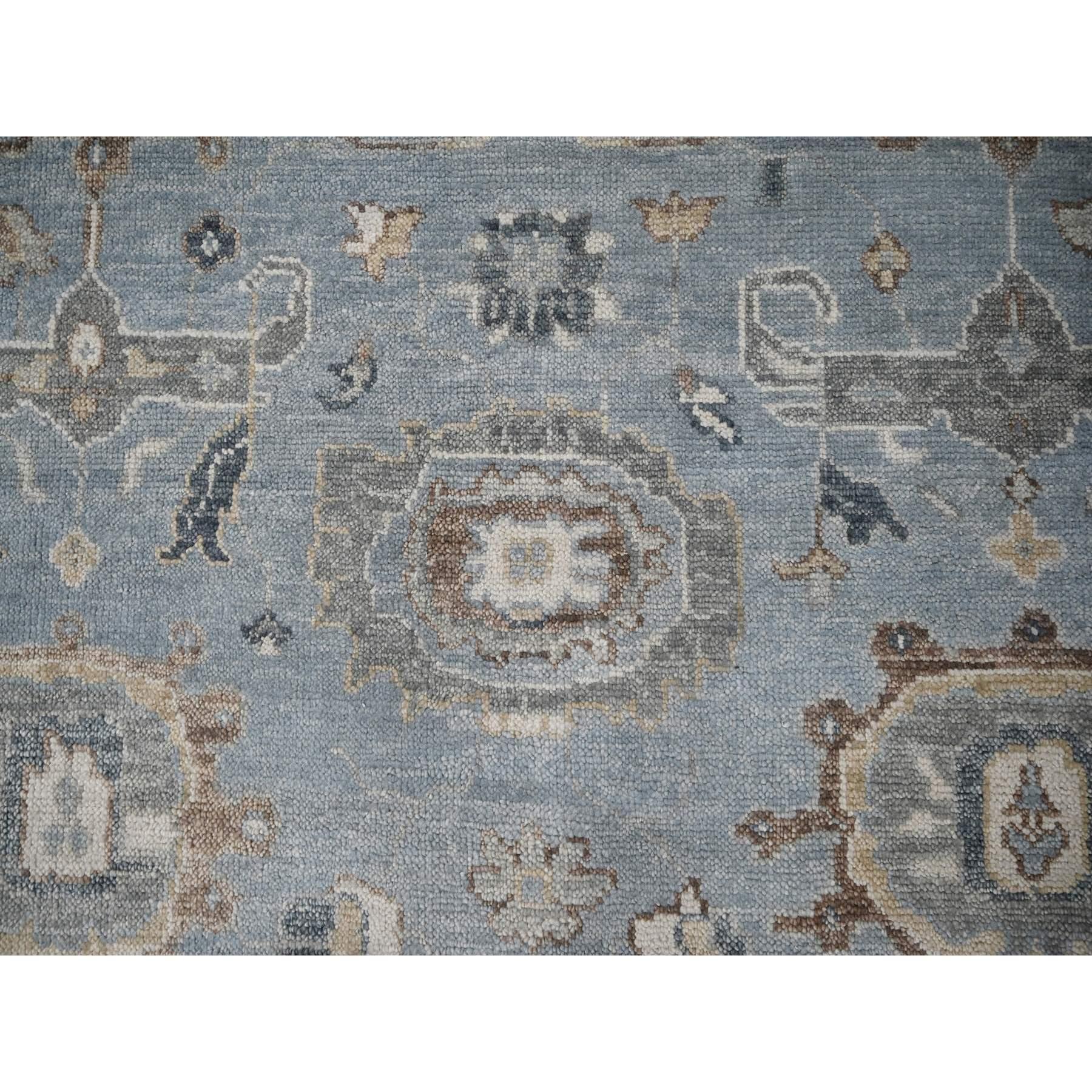Silver Blue Wool Hand Knotted Oushak Design Oversized Oriental Rug 11'9