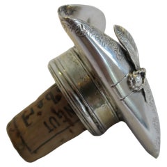 Vintage Silver Bottle Stopper in Shape of Napoleon's Hat