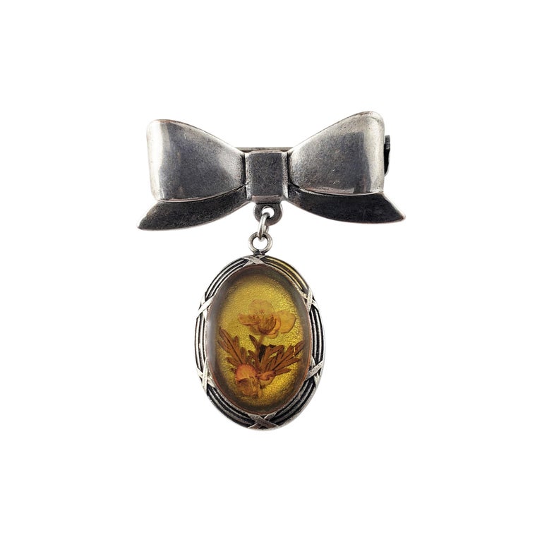 Silver Oval Flower Pin main image 0