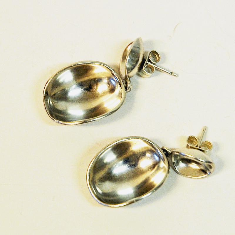 Mid-20th Century Silver Bowl earrings by Sigurd Persson for Heribert Engelbert AB, Sweden, 1957