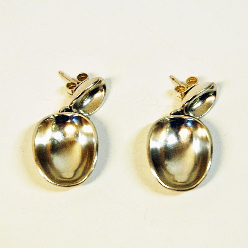 Silver Bowl earrings by Sigurd Persson for Heribert Engelbert AB, Sweden, 1957 2