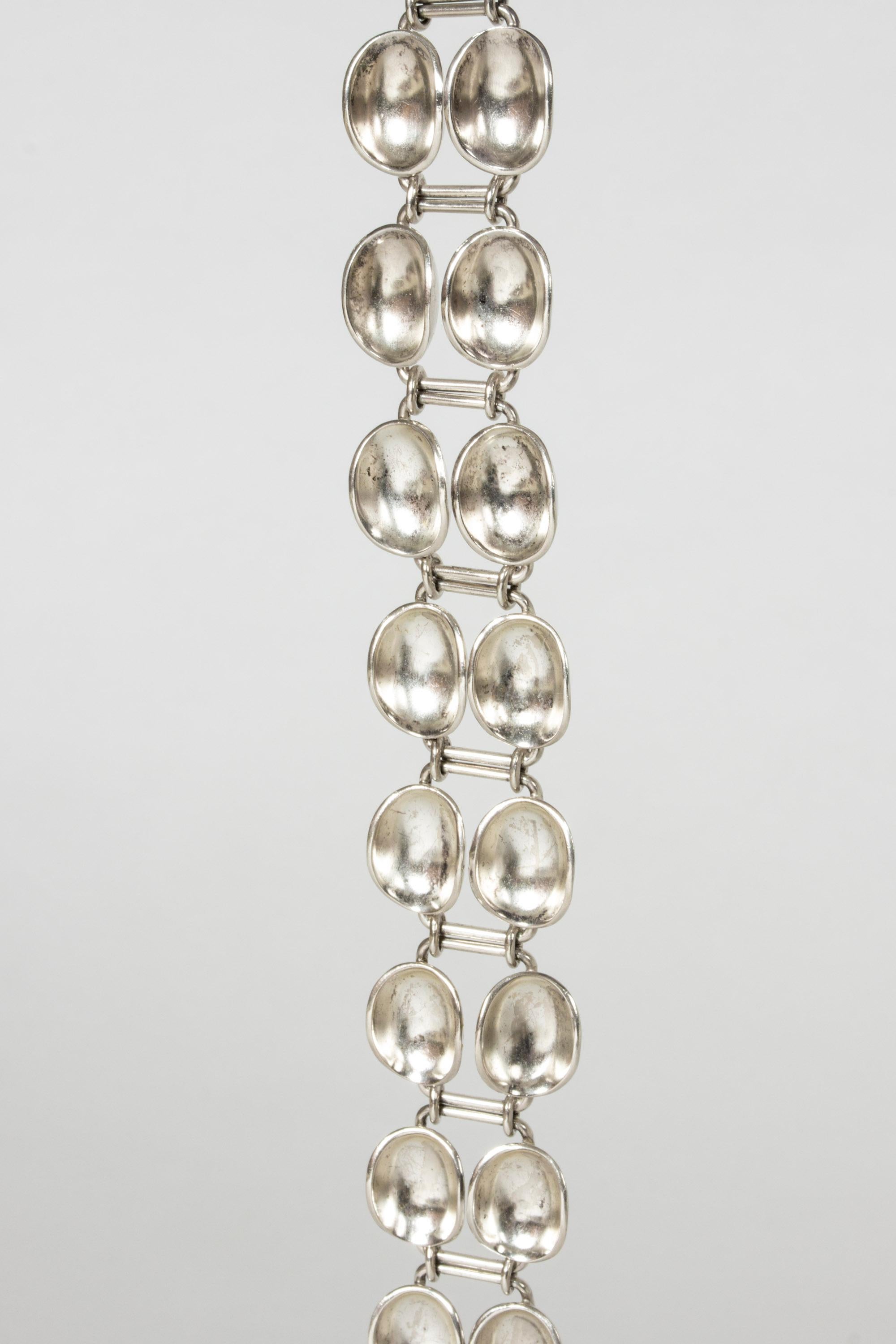Modernist Silver “Bowls” Bracelet by Sigurd Persson for Stigbergt, Sweden, 1955