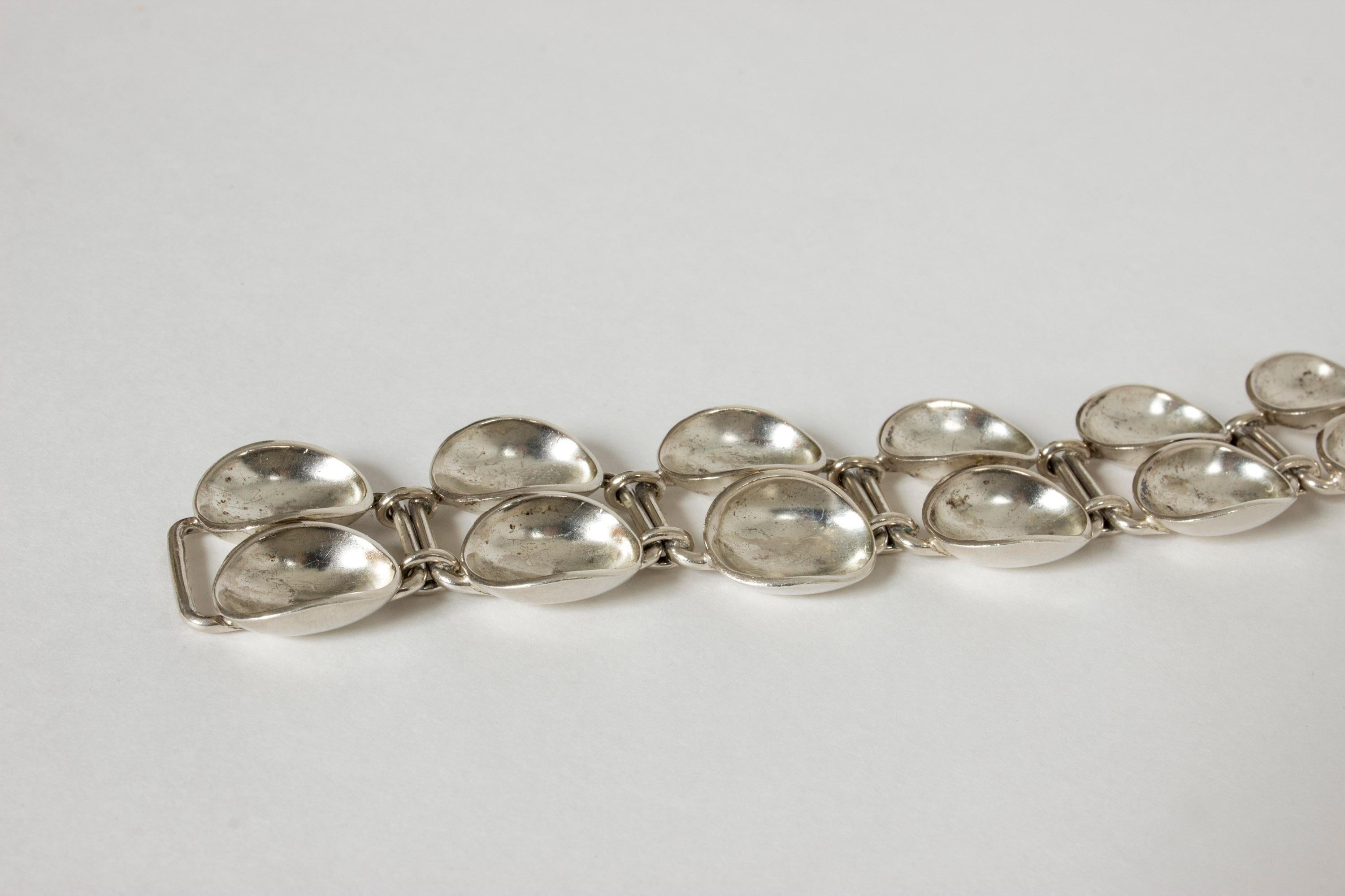 Women's or Men's Silver “Bowls” Bracelet by Sigurd Persson for Stigbergt, Sweden, 1955