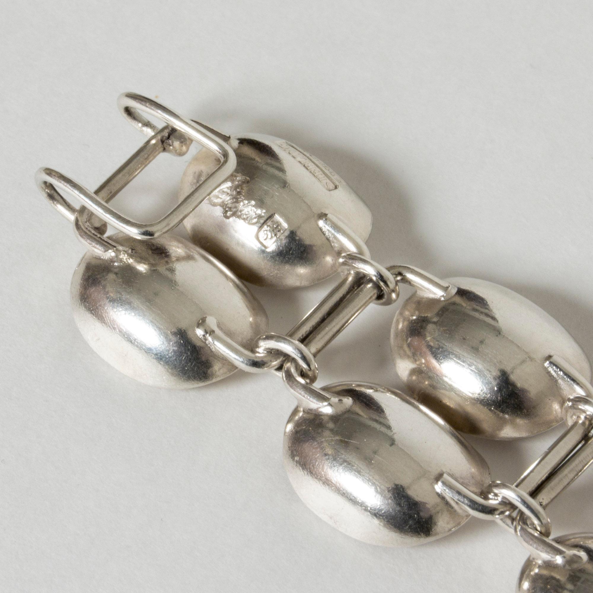 Silver “Bowls” Bracelet by Sigurd Persson for Stigbergt, Sweden, 1955 2