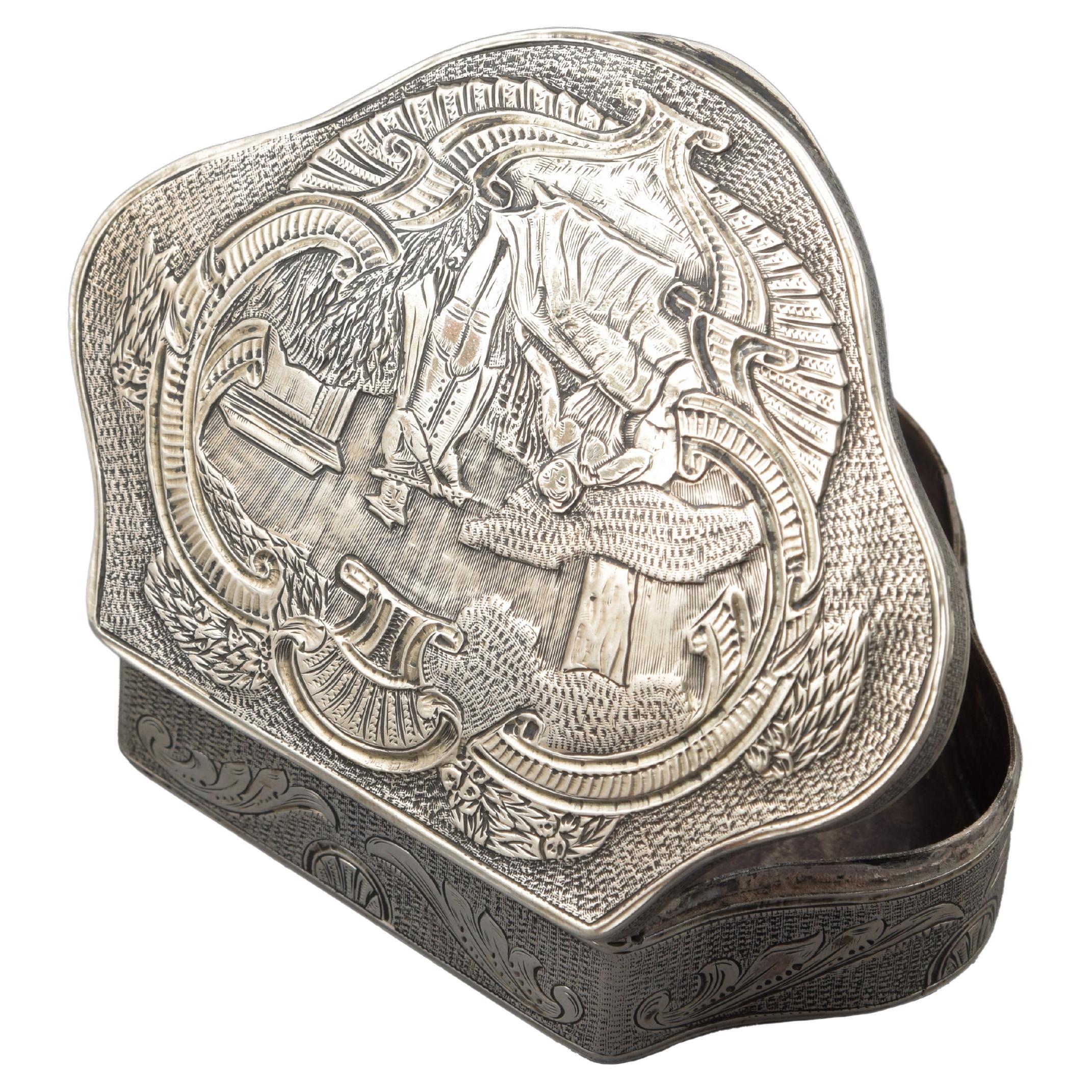 Silberne Silberschachtel, 19.-20. Jahrhundert im Angebot