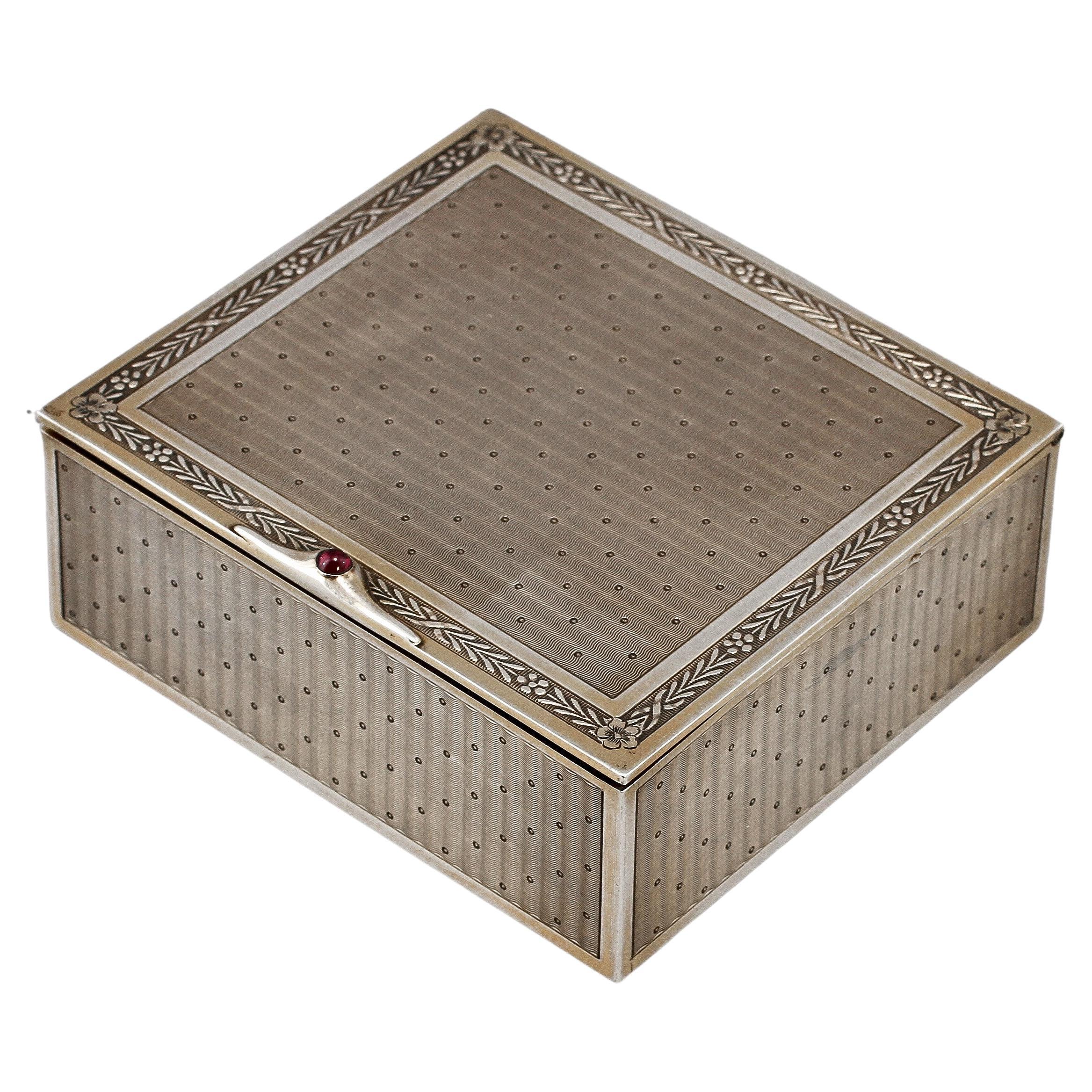 Sterling Silver Box by Emilie Langlois Gilded Stamped, France, 1940 For Sale