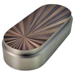Caja de plata con tapa de marquetería de paja de Ginger Brown