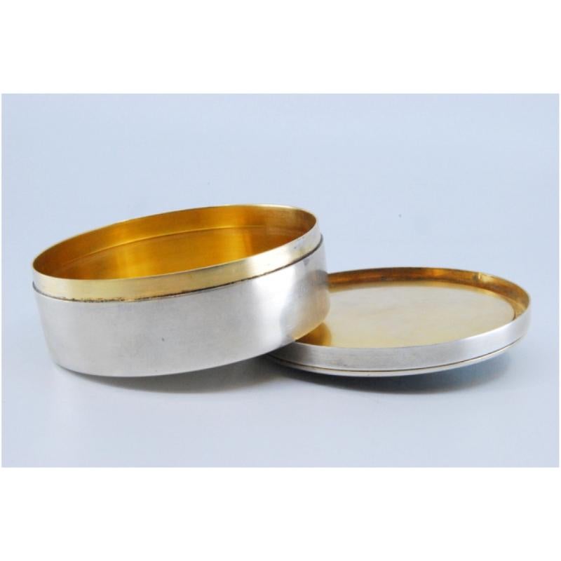 European Silver box with enameled image on the lid of deer in the ice For Sale