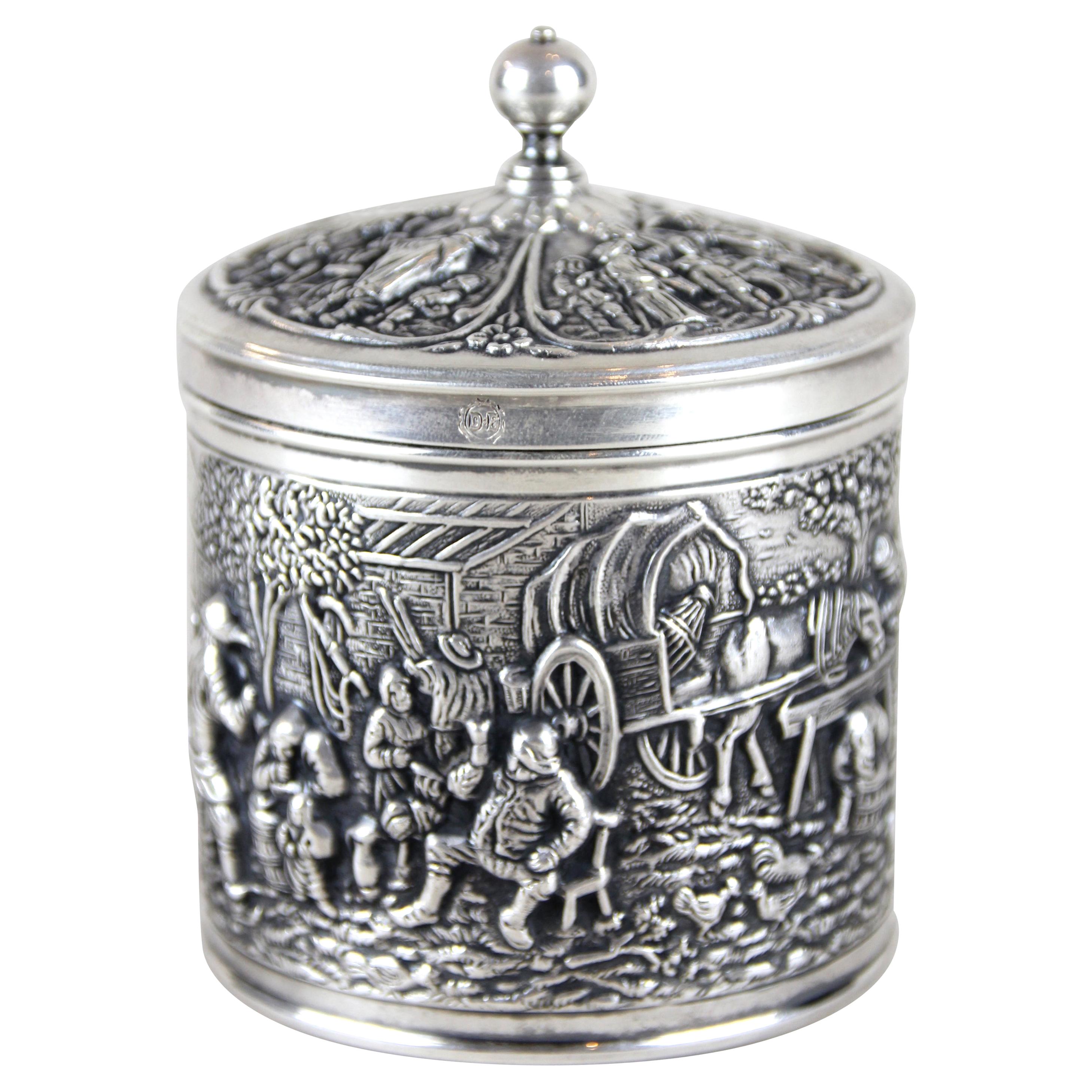 Silver Box with Lid Embossed, Germany, circa 1915 at 1stDibs