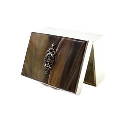 Silver box with marble hinged lid