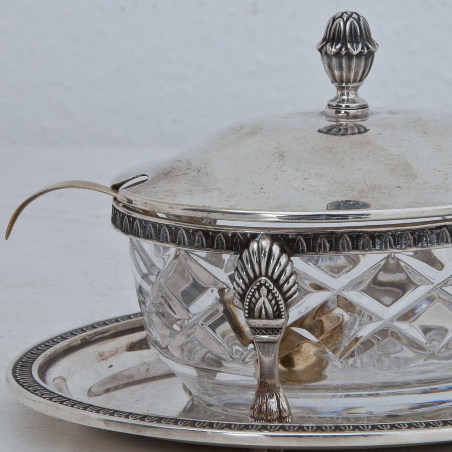 Silver Box with Spoon, 19th Century In Good Condition In Greding, DE