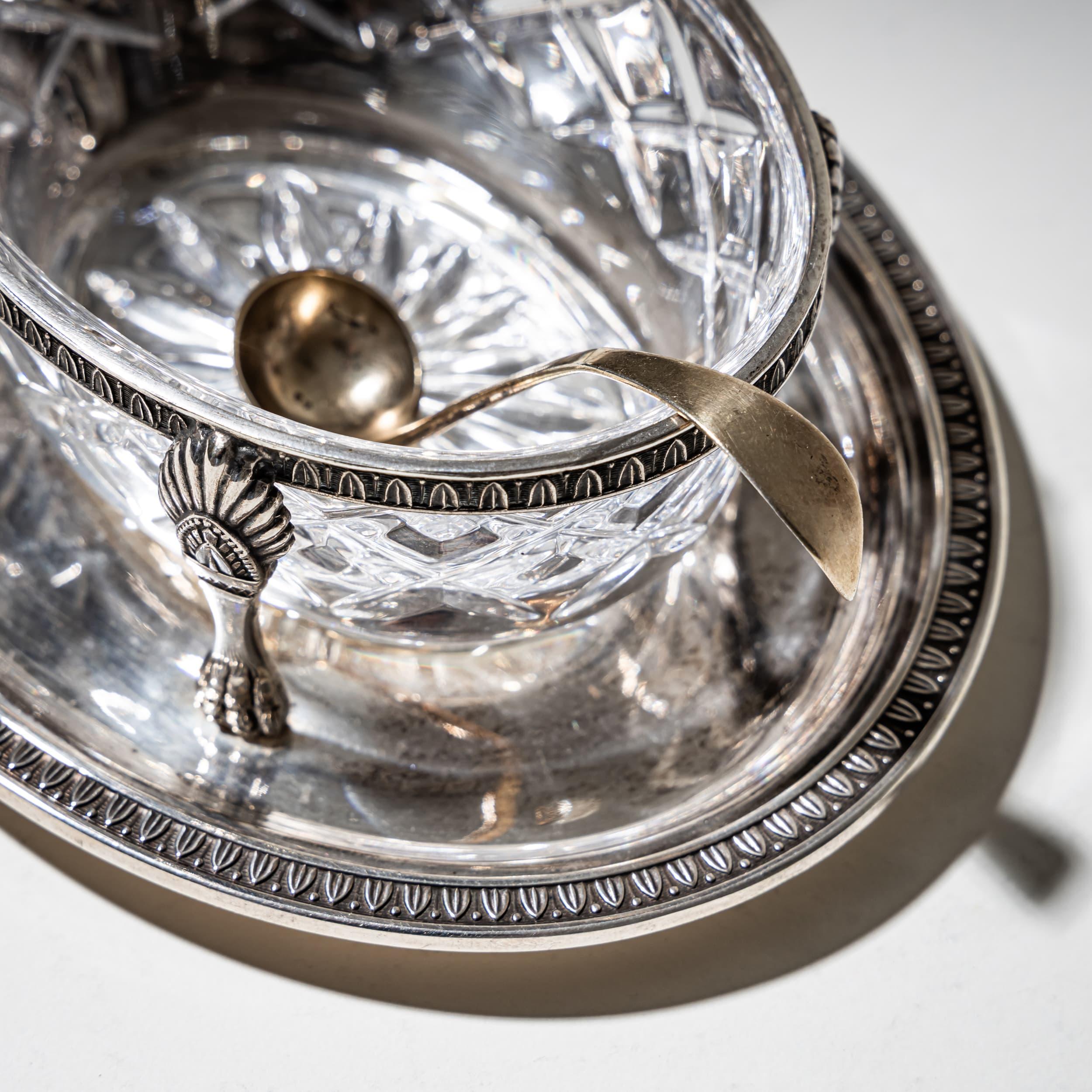 Argent Boîte en argent avec cuillère, 19e siècle en vente