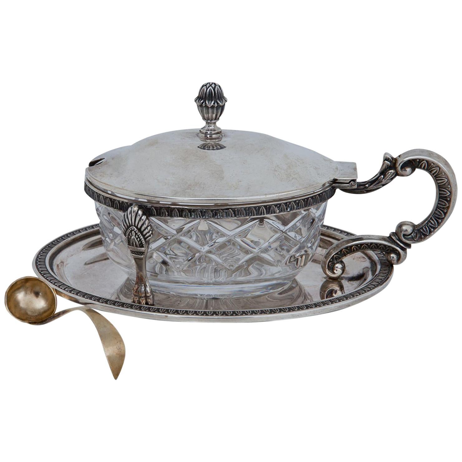 Silver Box with Spoon, 19th Century