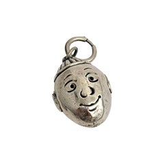 Silver Boy Head Rattle/Bell Charm