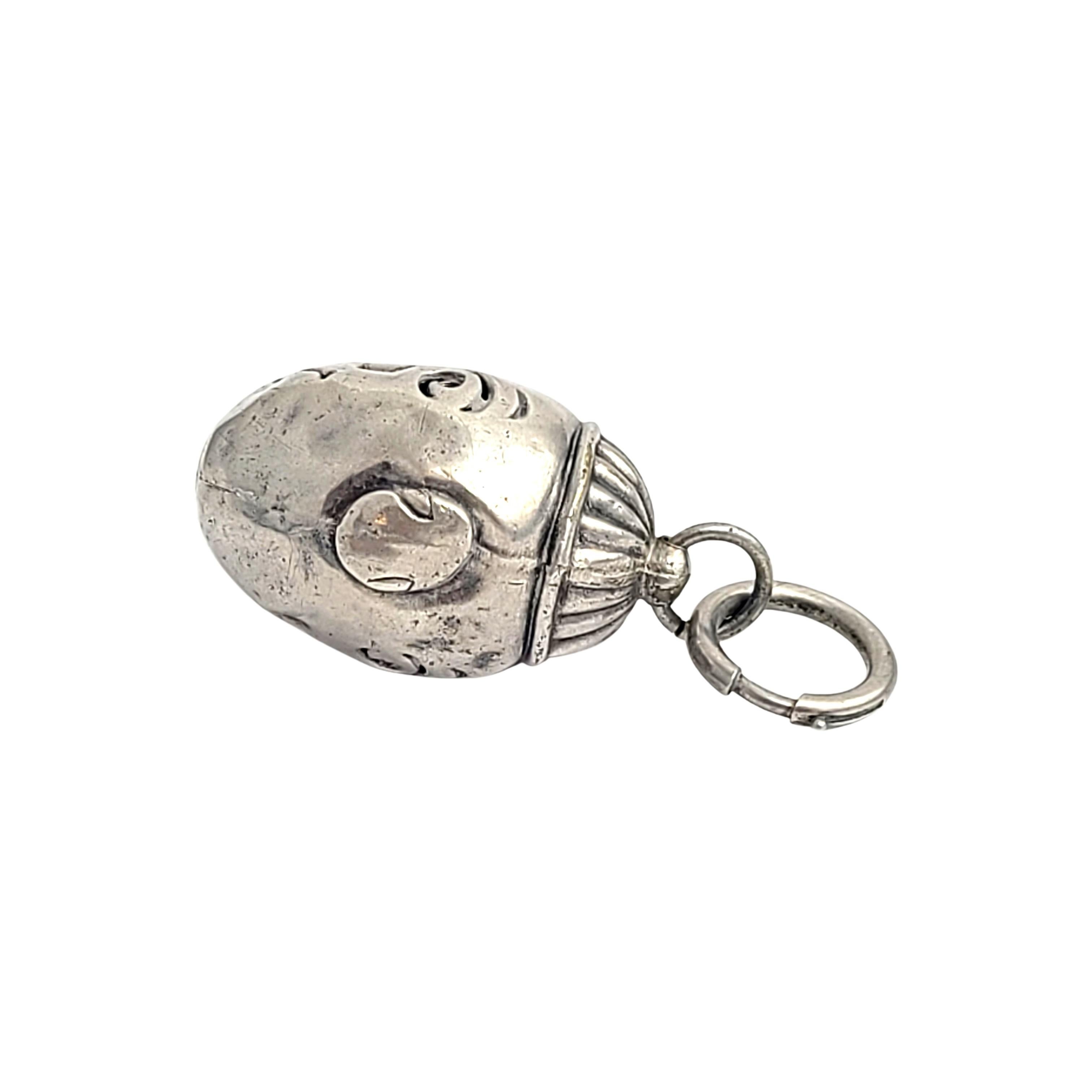 Silver Boy Head Rattle/Bell Charm In Good Condition For Sale In Washington Depot, CT